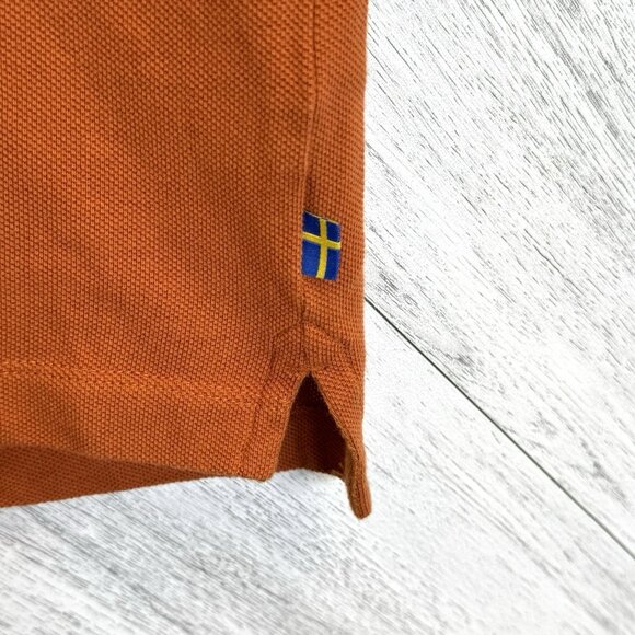Fjallraven Ovik Polo Shirt Mens Size Small Orange 100% Cotton Short Sleeve - Picture 4 of 6
